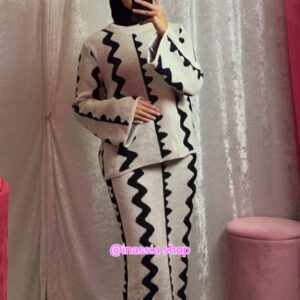 ENSEMBLE JUPE BEIGE ZIGZAG NOIR