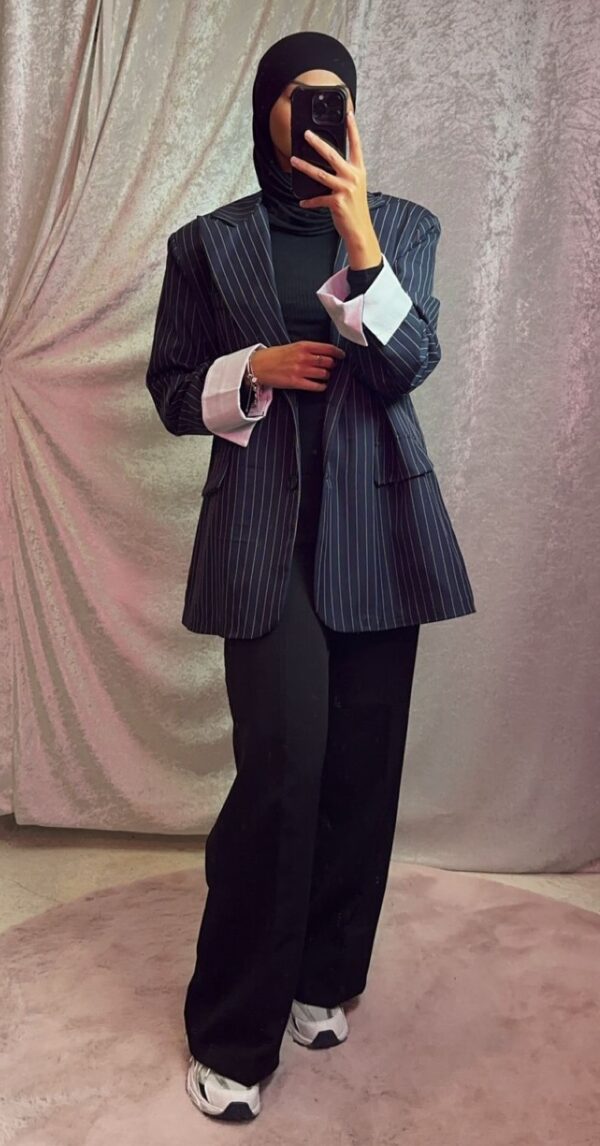 BLAZER A RAYURE BLEU NUIT