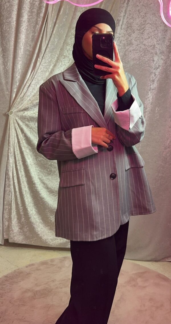 BLAZER A RAYURE GRIS