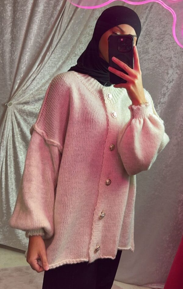 MAXI PULL GILET ECRU