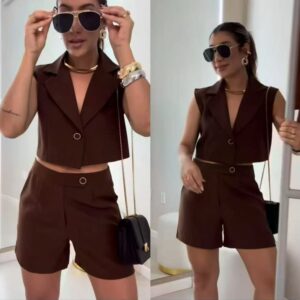 ENSEMBLE SHORT CHOCOLAT