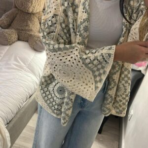 GILET CROCHET VERT D'EAU